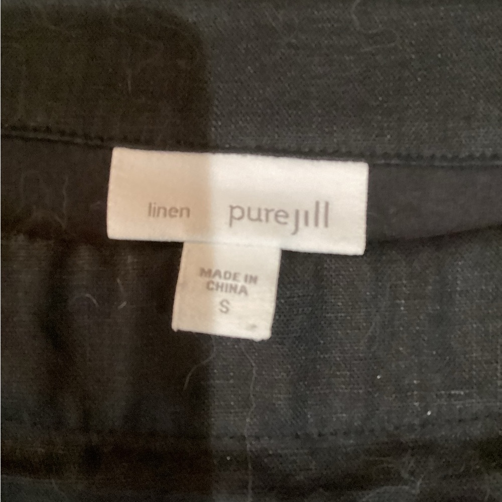 Pure Jill Black Linen Double Tier Dress - Picture 2 of 3